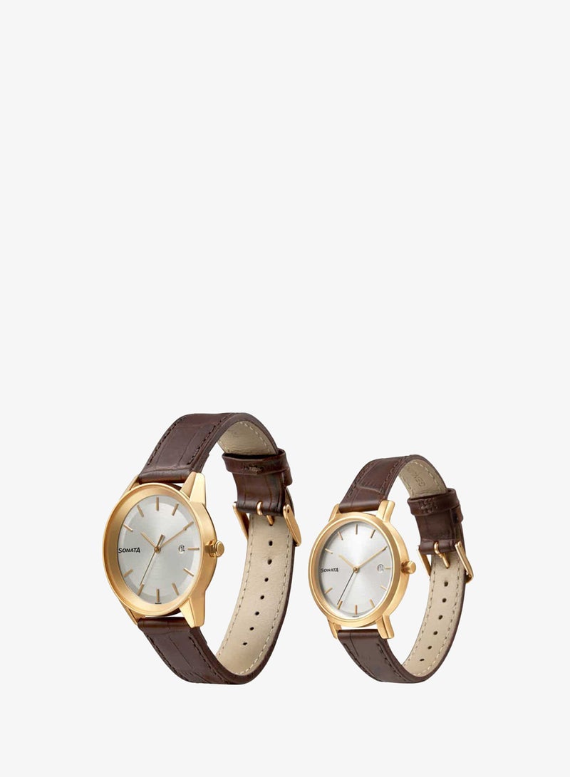Sonata Unisex Analog Round Shape Leather Wrist Watch 71338164WL01 - 47 Mm - Image 2