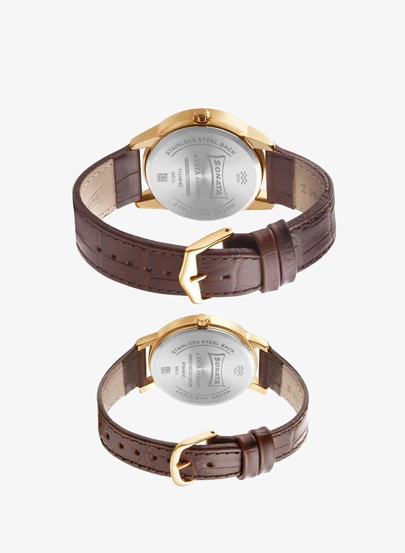 Sonata Unisex Analog Round Shape Leather Wrist Watch 71338164WL01 - 47 Mm - Image 4