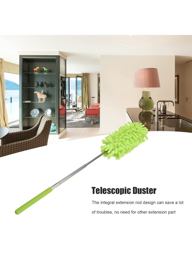 منفضة غبار خضراء قابلة للتمديد من ألياف المايكروفايبر والشينيل، مزودة بمقبض تلسكوبي من الفولاذ المقاوم للصدأ بطول 25-74 سم، رأس قابل للغسل والفصل، مقبض غير قابل للانزلاق، أداة تنظيف الغبار للمنزل والسيارة والمكتب ومروحة السقف والأثاث والستائر ولوحة المفاتيح ولوحة القيادة والأسطح الداخلية. - Image 4