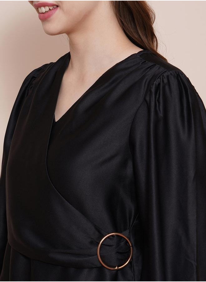 Solid Satin Balloon Sleeve V-Neck Wrap Top - pzsku/Z756C971F13A078A90E75Z/45/_/1740487904/8ce2de46-a143-460a-8285-adcb37461416