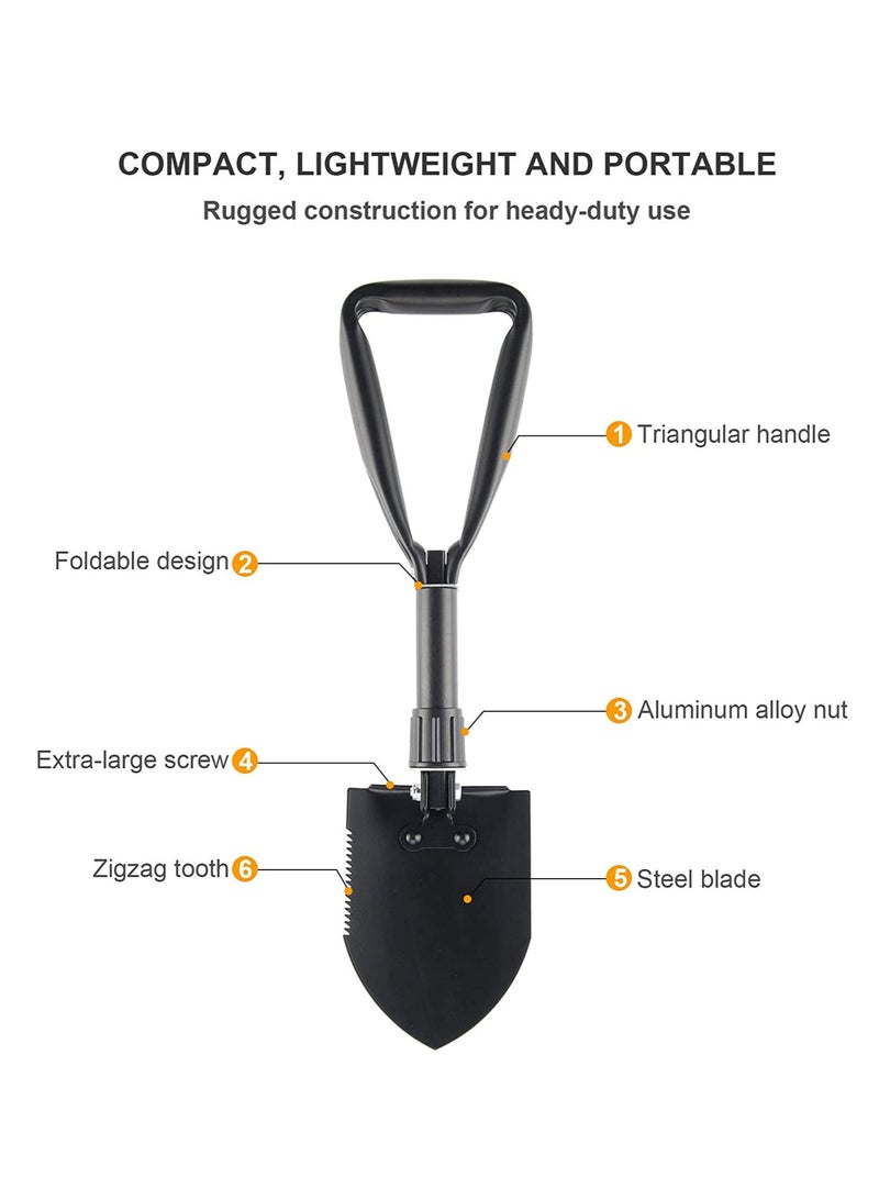 جو تو كامبس مجرفة صغيرة قابلة للطي متعددة الأغراض للتخييم في الهواء الطلق شفة بقاء محمولة مع حقيبة حمل أدوات التخييم في الهواء الطلق - Image 5