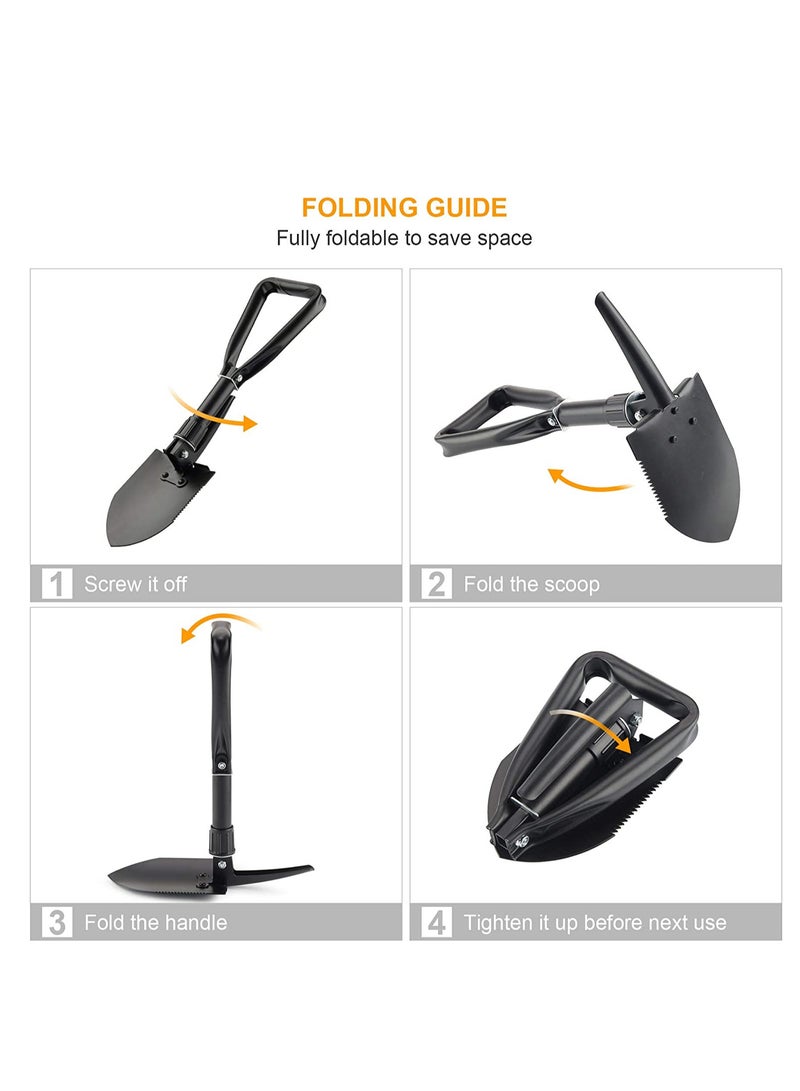 جو تو كامبس مجرفة صغيرة قابلة للطي متعددة الأغراض للتخييم في الهواء الطلق شفة بقاء محمولة مع حقيبة حمل أدوات التخييم في الهواء الطلق - Image 4