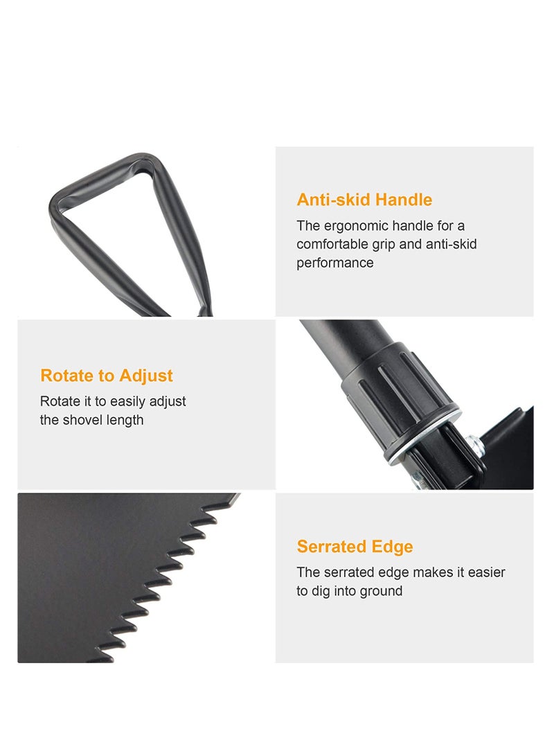 جو تو كامبس مجرفة صغيرة قابلة للطي متعددة الأغراض للتخييم في الهواء الطلق شفة بقاء محمولة مع حقيبة حمل أدوات التخييم في الهواء الطلق - Image 3