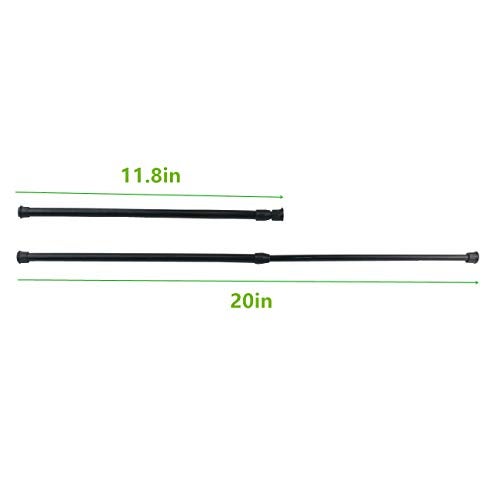 qinnsou Cupboard Bars Tension Rods, 6 Pack Spring Tensions Rods Steel Adjustable Tension Curtain Rod Closet Rod Window Rods (Black, 11.8-20 Inches) - Image 2