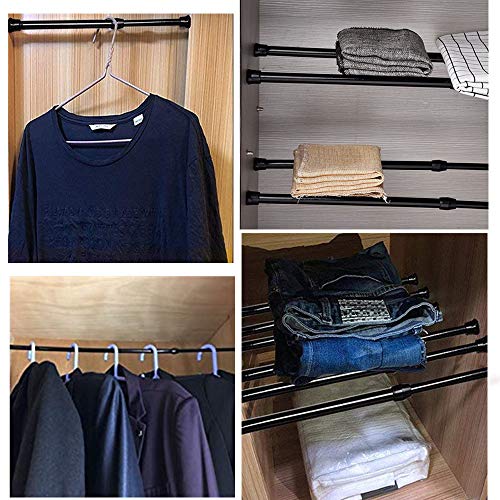 qinnsou Cupboard Bars Tension Rods, 6 Pack Spring Tensions Rods Steel Adjustable Tension Curtain Rod Closet Rod Window Rods (Black, 11.8-20 Inches) - Image 3