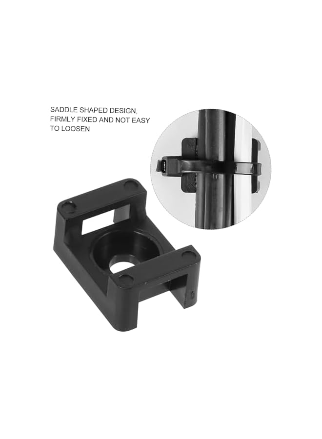 PROMASS promass 100pcs Wire Holder Cable Organization Cable Tie Mounts Zip Tie Holders Cable Ties Wire Clamps Cable Tie Base Cable Tie Mount Base Cable Mounts Cable Zip Ties Holders Abs Black  - Image 2