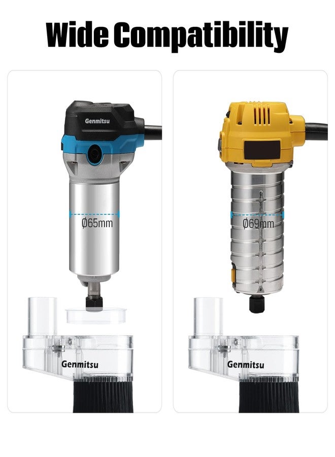 Genmitsu 65mm & 69mm CNC Dust Shoe, Compatible with Most 65mm/69mm Spindle Motor and Compact Router, Hose Adapter Inner Diameter 38mm (1.5″), Transparent - Image 2