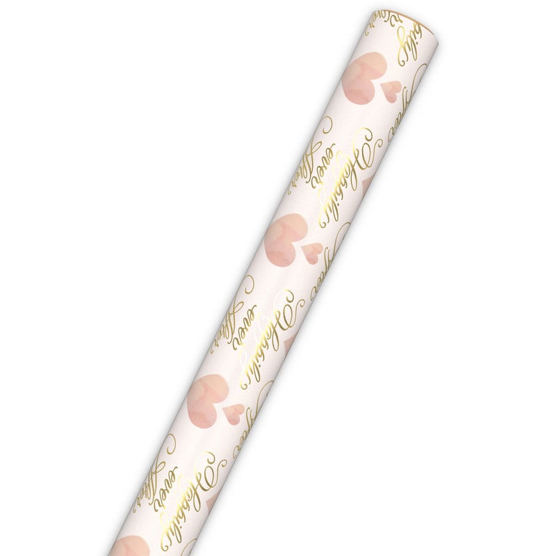 Hallmark Hearts and Happily Ever After on Blush Gift Roll Wrap (2 m) - Image 1
