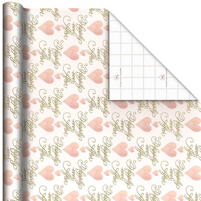 Hallmark Hearts and Happily Ever After on Blush Gift Roll Wrap (2 m) - Image 2