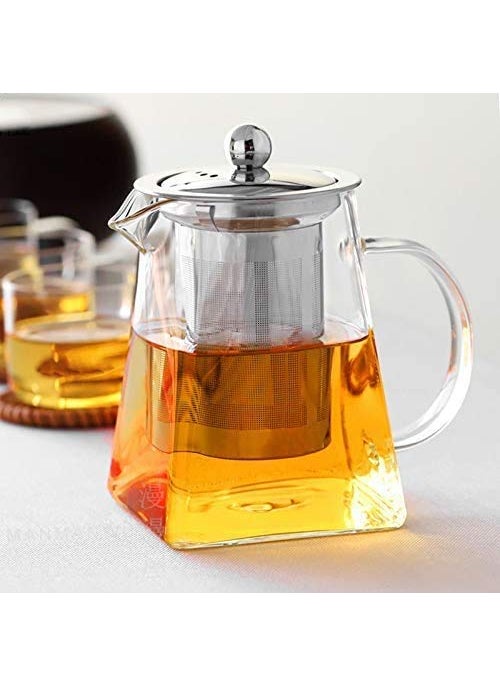 AP SALES AP SALES 750ML18OZ Square Glass Teapot with Heat Resistant Stainless Steel Infuser Perfect for Tea and Coffee Clear Leaf Teapot with Strainer Lid Gift for Your Family or Friends 750  - Image 5