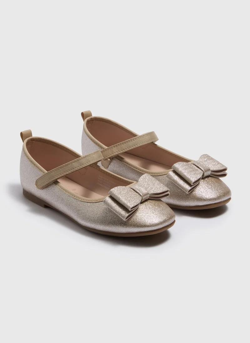 ماتلان Girls Gold Bow Ballet Shoes