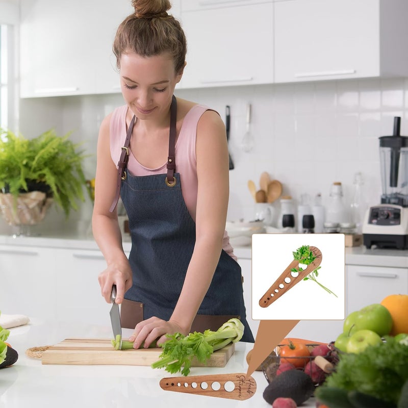 ROBOHOOK Pottery Herb Stripper Ceramic Herb Stripper Herb Stripping Tool Vegetable Leaf Remover 8 Different Apertures Suitable for Herbs Chef Gifts Cooking Housewives (Wooden) (Caramel) - Image 5