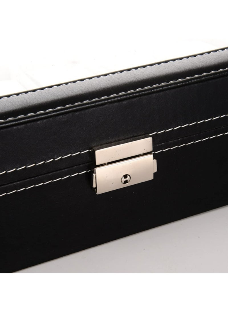 24 Slot Watch Holder Organizer with Glass Lid PU Leather Watch Box Case Removable Watch Pillows Velvet Lining and Secure Metal Clasp for Stylish Watch Display and Storage - Image 5