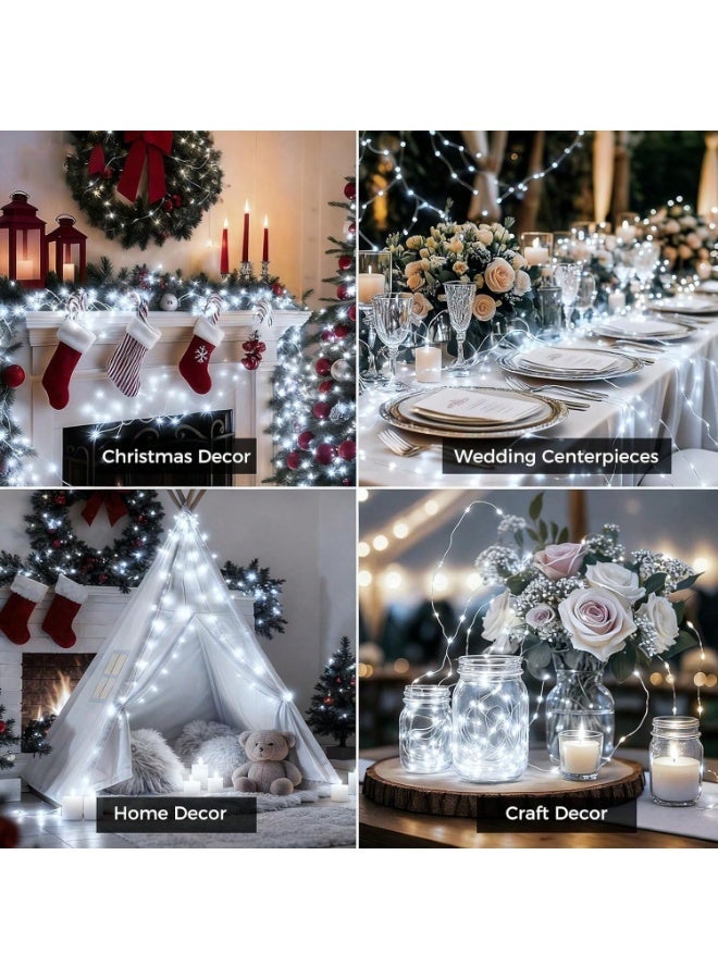 Battery-Powered Silvery Wire Fairy String Lights – 10m with 100 LEDs, 8 Lighting Modes, Remote Control – Perfect for Christmas, Weddings, Ramadan, Diwali, and Festive Home Decorations - Image 4