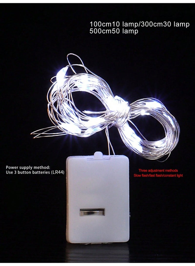 Battery-Powered Silvery Wire Fairy String Lights – 10m with 100 LEDs, 8 Lighting Modes, Remote Control – Perfect for Christmas, Weddings, Ramadan, Diwali, and Festive Home Decorations - Image 5