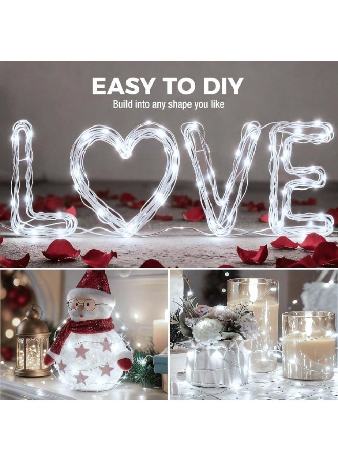 Battery-Powered Silvery Wire Fairy String Lights – 10m with 100 LEDs, 8 Lighting Modes, Remote Control – Perfect for Christmas, Weddings, Ramadan, Diwali, and Festive Home Decorations - Image 3
