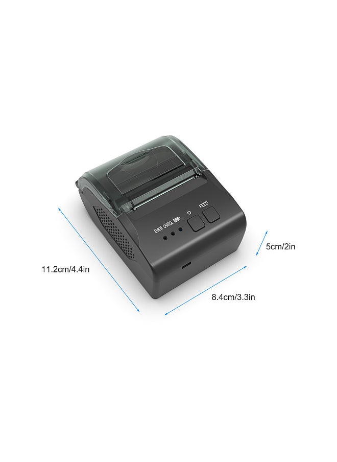 58mm Portable Mini Thermal Receipt Printer USB & BT Connection 2 inches Wireless Printer High Speed with 1 Roll Paper Inside Compatible with iOS Android Windows for Restaurant Sales Retail Shop