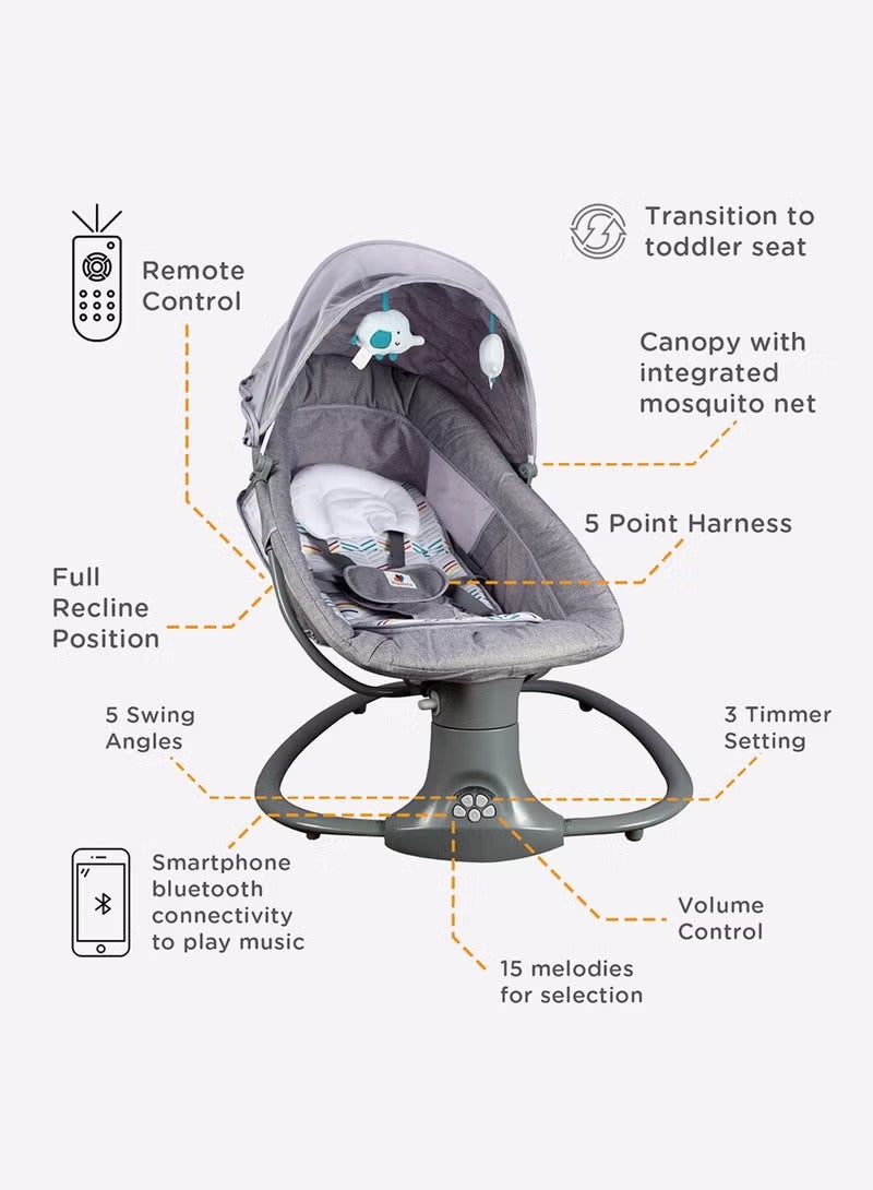 3 in 1 Deluxe Baby Bassinet  Multi Functional Rocker Sleeper with Music Vibration  Mosquito Net Toy Bar - Image 3