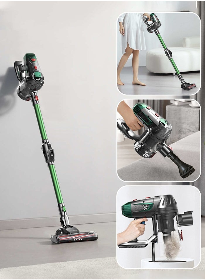 Joshberg 6 in 1 Cordless Vacuum Cleaner, High Powerful Suction Stick Vacuum with Mite Remover, 40Mins Runtime Detachable Battery,  Lightweight Vacuum for Hardwood Floor Carpet Pet Hair, Green  - Image 2