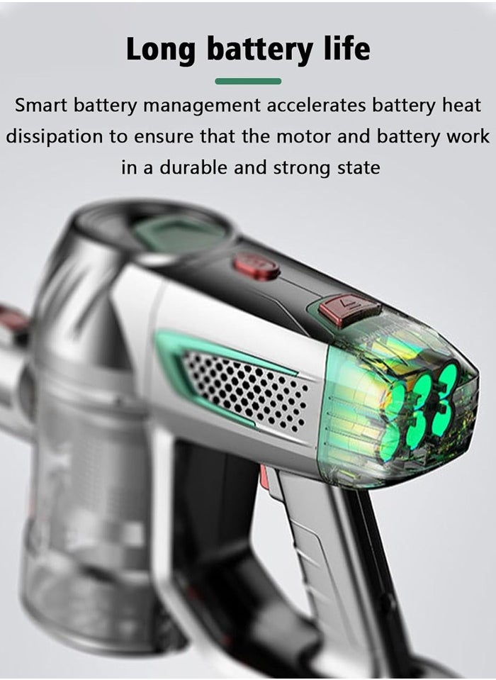 Joshberg 6 in 1 Cordless Vacuum Cleaner, High Powerful Suction Stick Vacuum with Mite Remover, 40Mins Runtime Detachable Battery,  Lightweight Vacuum for Hardwood Floor Carpet Pet Hair, Green  - Image 3