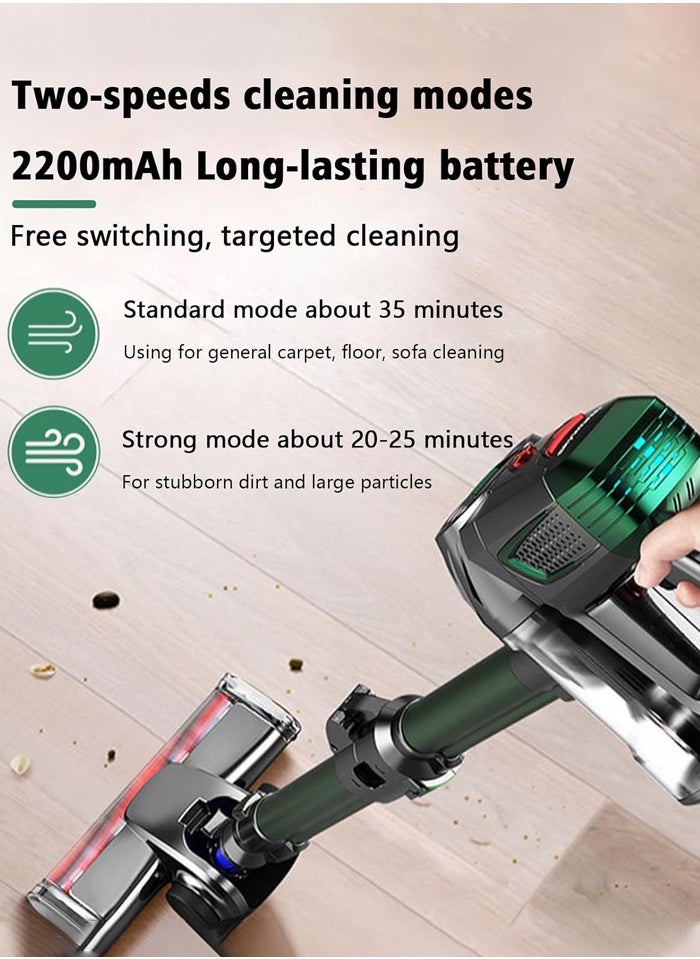 Joshberg 6 in 1 Cordless Vacuum Cleaner, High Powerful Suction Stick Vacuum with Mite Remover, 40Mins Runtime Detachable Battery,  Lightweight Vacuum for Hardwood Floor Carpet Pet Hair, Green  - Image 4