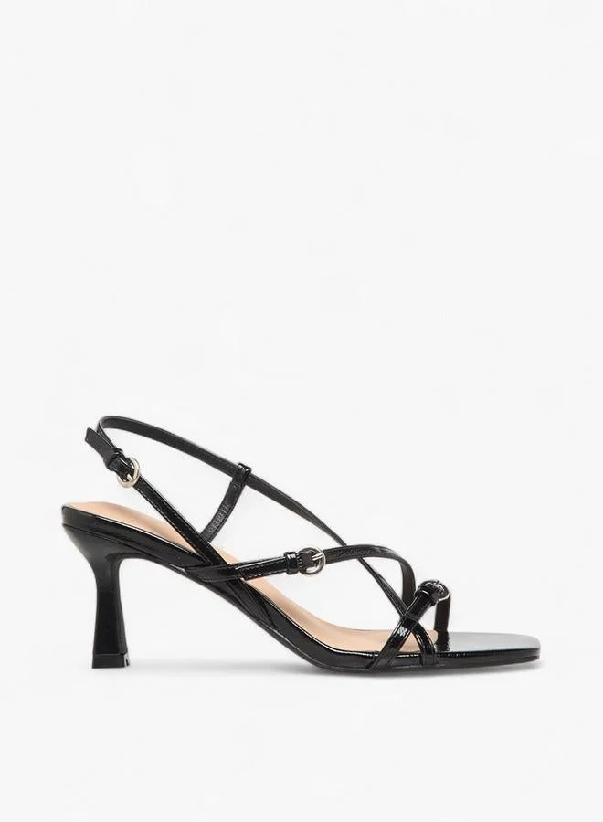 Women Cross Strap Flared Heel Sandals