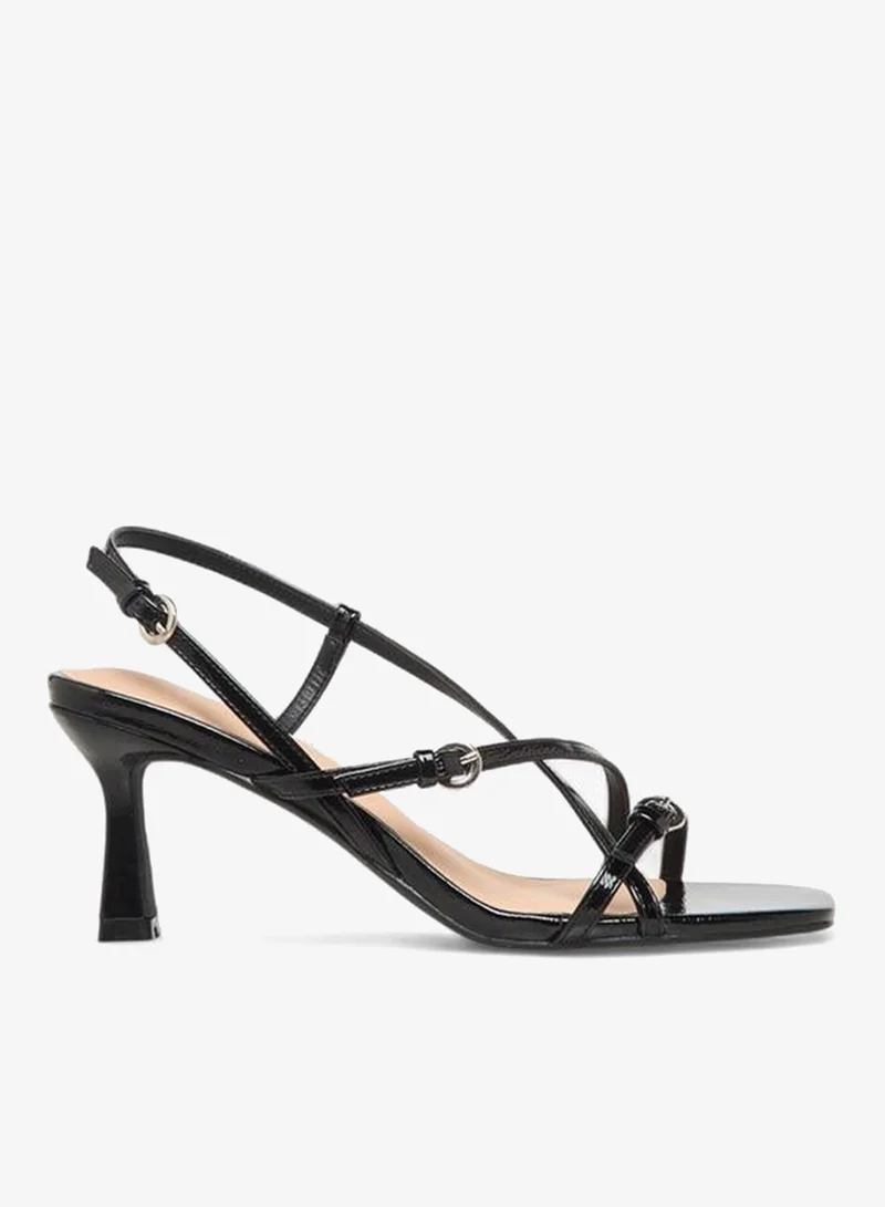 Women Cross Strap Flared Heel Sandals