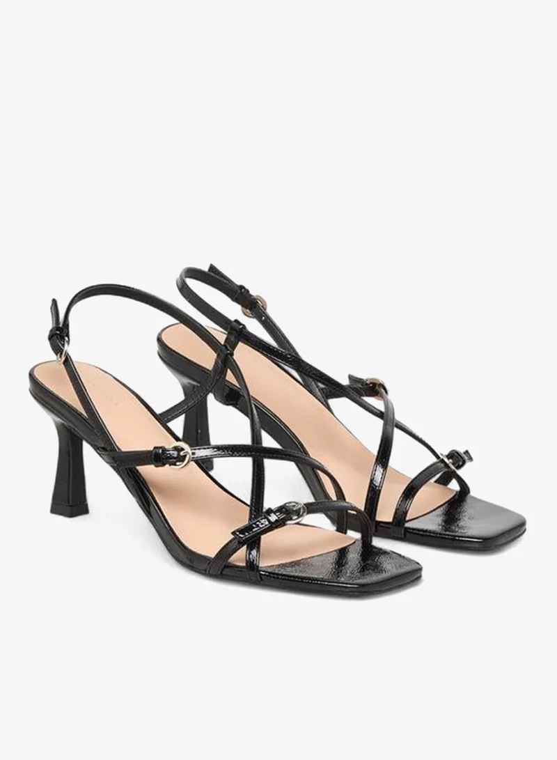 Flora Bella By Shoexpress BLACK Flora Bella Women Cross Strap Flared Heel Sandals for Women | Best Price UAE