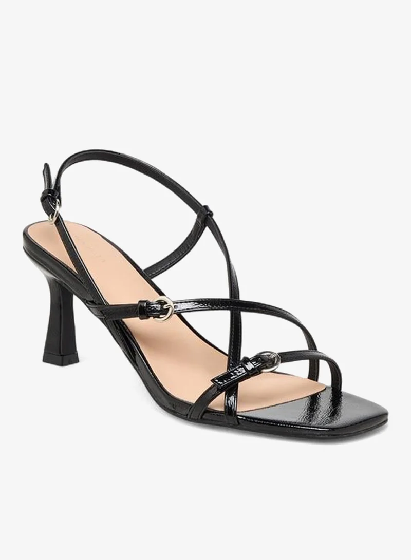 Flora Bella By Shoexpress BLACK Flora Bella Women Cross Strap Flared Heel Sandals for Women | Best Price UAE