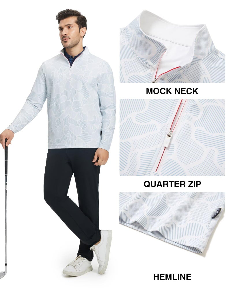 M MAELREG Mens Pullover Quarter Zip Golf Sport Casual Long Sleeve Fishing Half Zip Pullover Sweatshirts for Men - Image 3