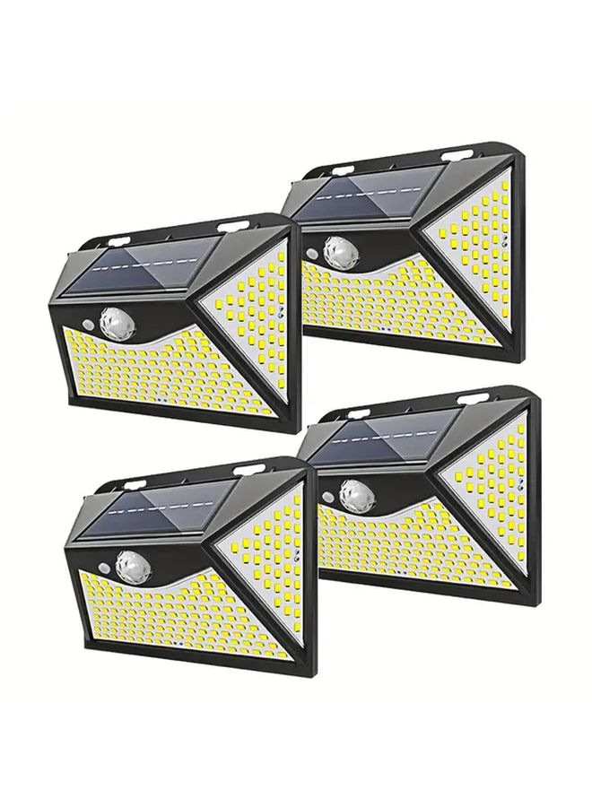 4 حزمة من مصابيح LED الشمسية البيضاء للخارج مع مستشعر الحركة IP65 لجدار الحديقة - Image 1