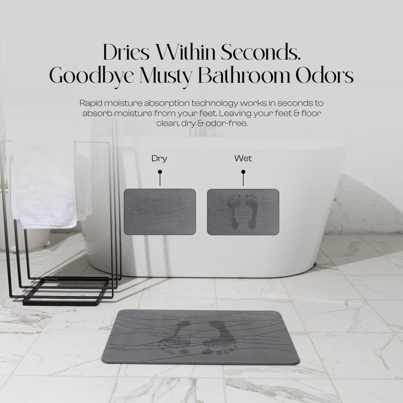 Mondano Stone Bath Mat, Diatomaceous Earth Shower Mat Non Slip Bathroom Mat Quick Dry Stone Mat, Stone Dish Drying Mat, Stone Bath Mats for Bathroom, Diatomaceous Earth Bath Mat (Graphite Grey) - Image 3