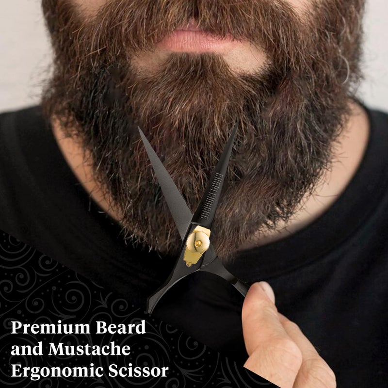 Charlemagne Hand-Forged Japanese Steel Beard & Mustache Scissors - 5.5in, Black - Precision Cutting & Beard Trimming Kit - Sharp Blades & Mustache Grooming Kit - Versatile Nose & Hair Scissors - Image 3