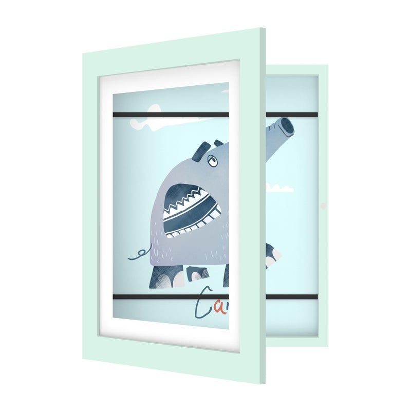 FrameWorks Light Blue 10 x 125 Kid Art Picture Frame  Gallery Style Tempered Glass Wall Mount Family Occasion