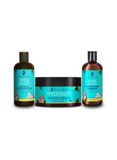 PILGRIM Jeju Hair Care Trio Set ; Volcanic Lava Ash Sulfate Free Shampoo Argan Oil Hair Maskargan Oil Hair Conditioner 200Ml ; All Skin ; Men And Women ; Korean Beauty Secrets  - Image 2