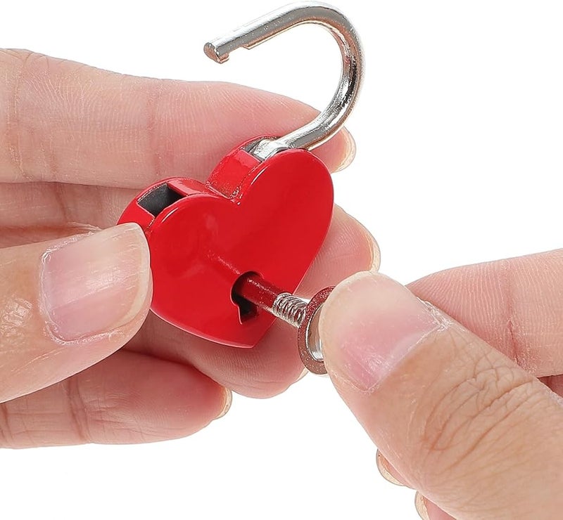 Artibetter 3 Mini Heart Padlocks with Keys for Jewelry Box Diary Gifts Metal Colored - Image 3