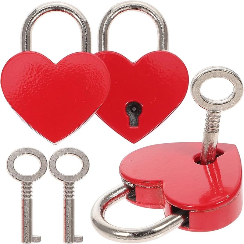 Artibetter 3 Mini Heart Padlocks with Keys for Jewelry Box Diary Gifts Metal Colored - Image 1