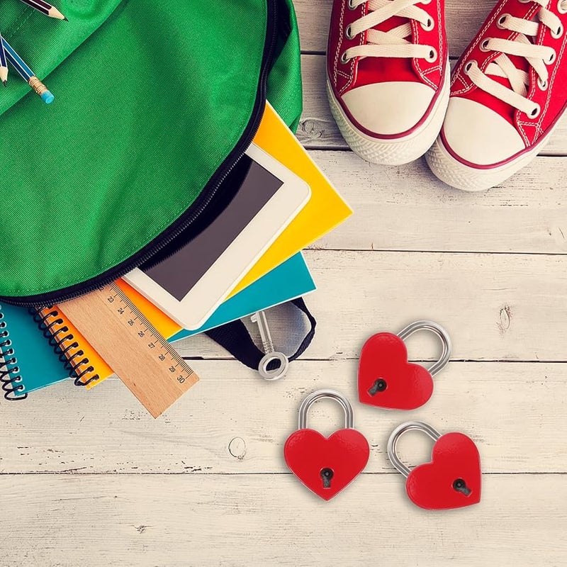 Artibetter 3 Mini Heart Padlocks with Keys for Jewelry Box Diary Gifts Metal Colored - Image 4