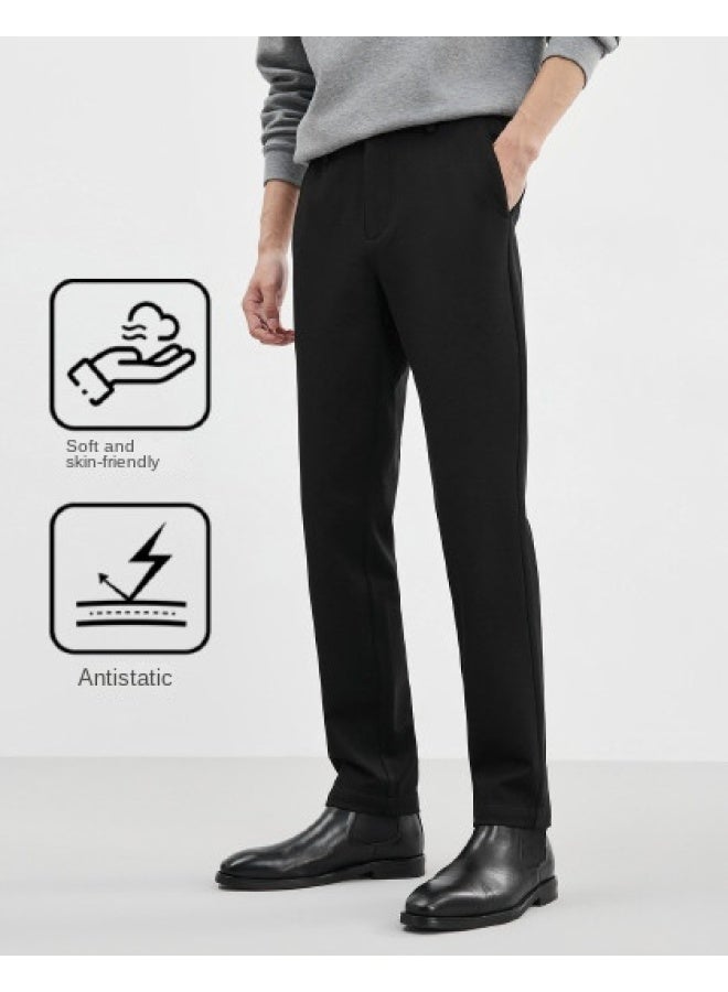 Septwolves Anti-static】men's Twill Knitted Brushed Elastic Semi-elastic Casual Knit Pants For Men In Autumn And Winter - Image 1
