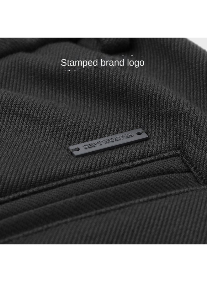 Septwolves Anti-static】men's Twill Knitted Brushed Elastic Semi-elastic Casual Knit Pants For Men In Autumn And Winter - Image 5
