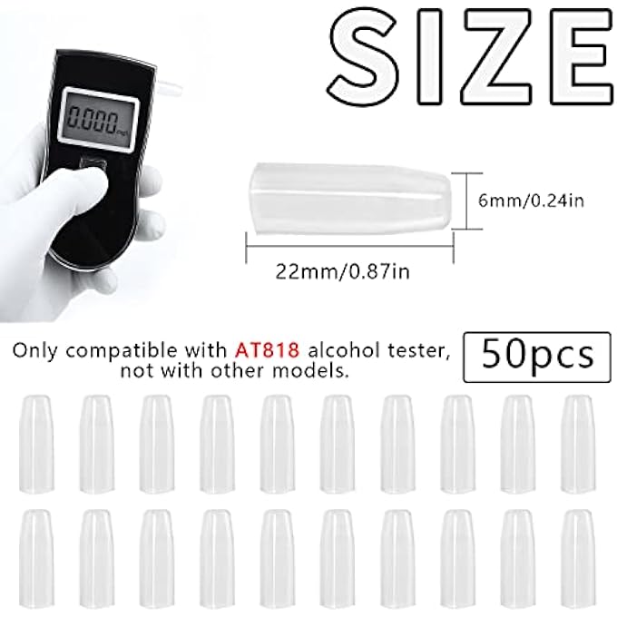 rayihni Breathalyser Mouthpieces Pack of 50 AT818 Breathalyser Mouthpieces for AT818 Alcohol Meter Breath Alcohol Tester Mouthpieces for AT818 Breathalyser Replacement Mouthpiece (Without Alcohol Tester) - Image 3