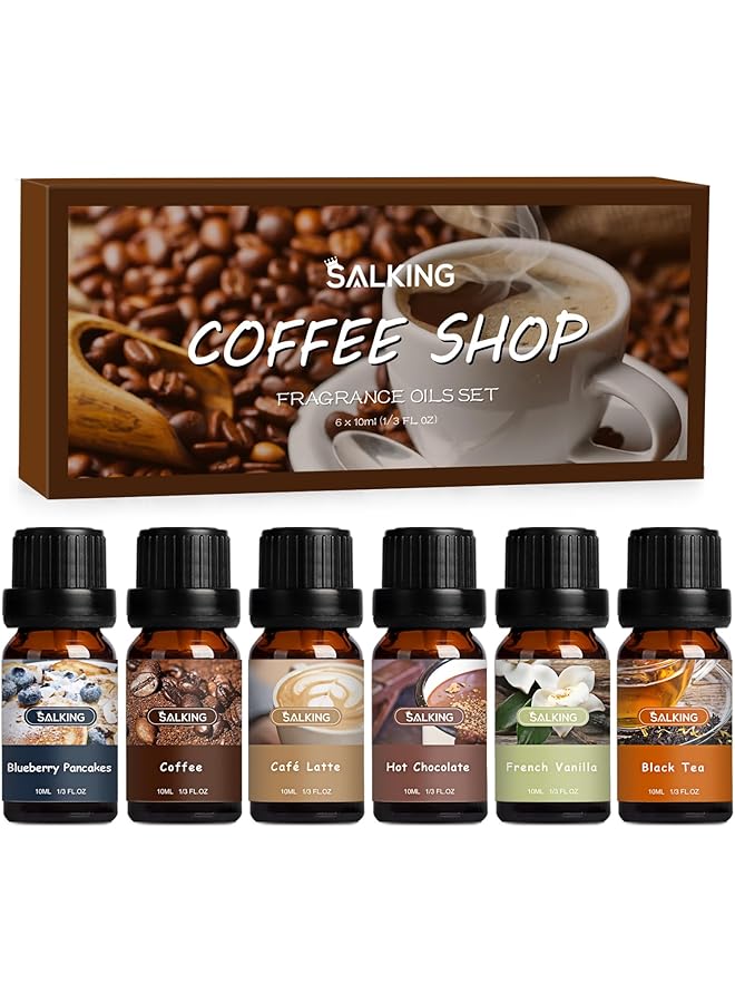 erorex Coffee Shop Fragrance Oils Set Premium Essential Oils Set For Diffuser Scented Oil For Soap And Candle Making Blueberry Pancakes Coffee Café Latte Hot Chocolate French Vanilla Black Tea - Image 1