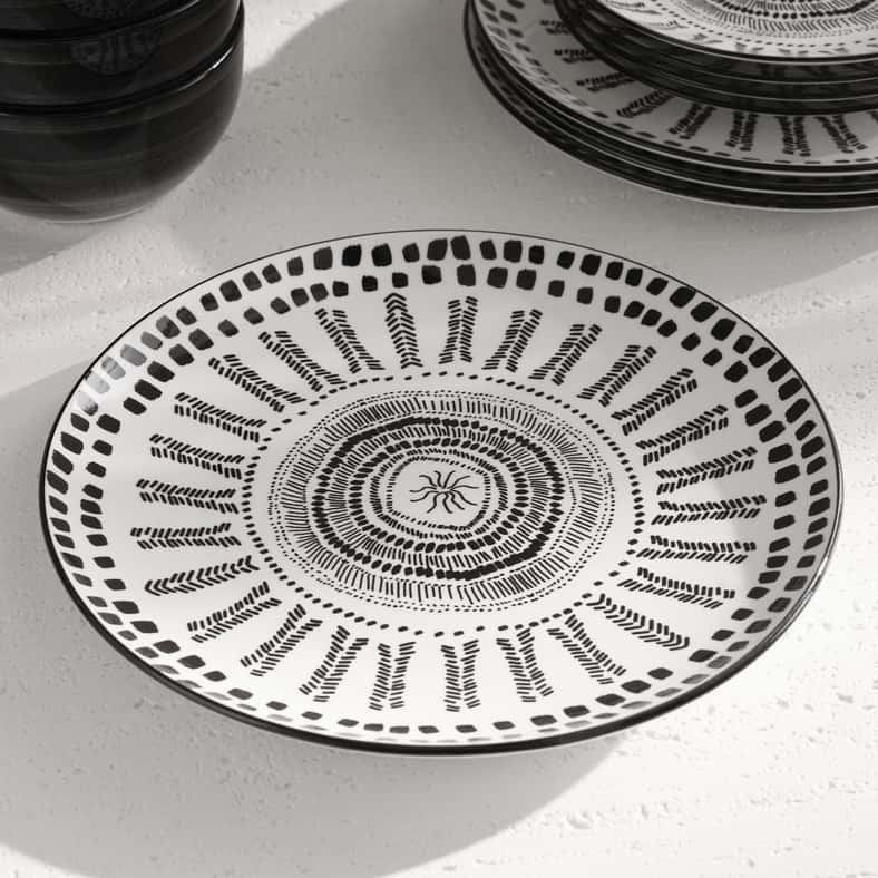 Pan Home طقم عشاء يورا الإثني 12 قطعة - أبيض وأسود - Image 4