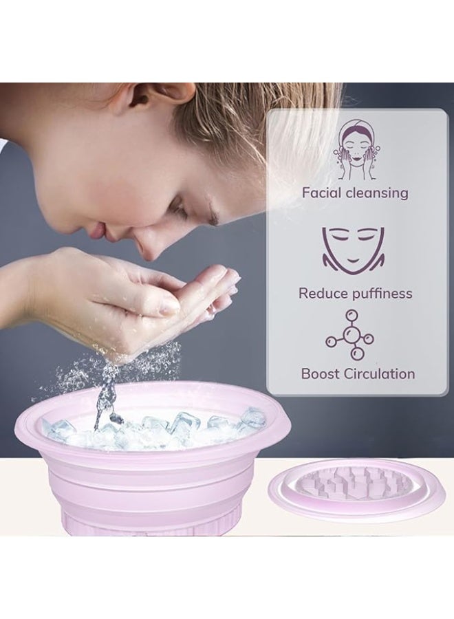 Generic Ice Face Bowl with Built-In Icetray  Quick Cooling Foldable and Hanging Design for Easy Storage and Carrying, Dipping Face Ice Bath at Home and Travel  - Image 3