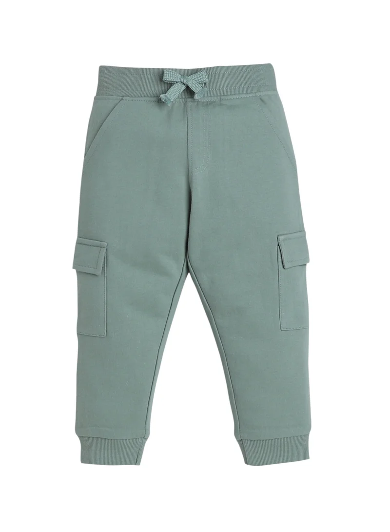 victor and jane Infant Boys Fox Print Fleece Tracksuit – Sage 2-Piece Set