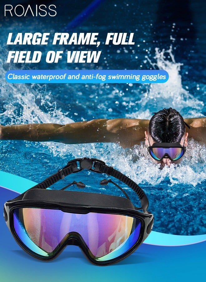roaiss Swim Goggles for Adult with Soft Silicone Gasket Anti-fog UV Protection No Leaking Clear Vision Pool Goggles Big Frame Swimming Goggles for Men Women Black - Image 1