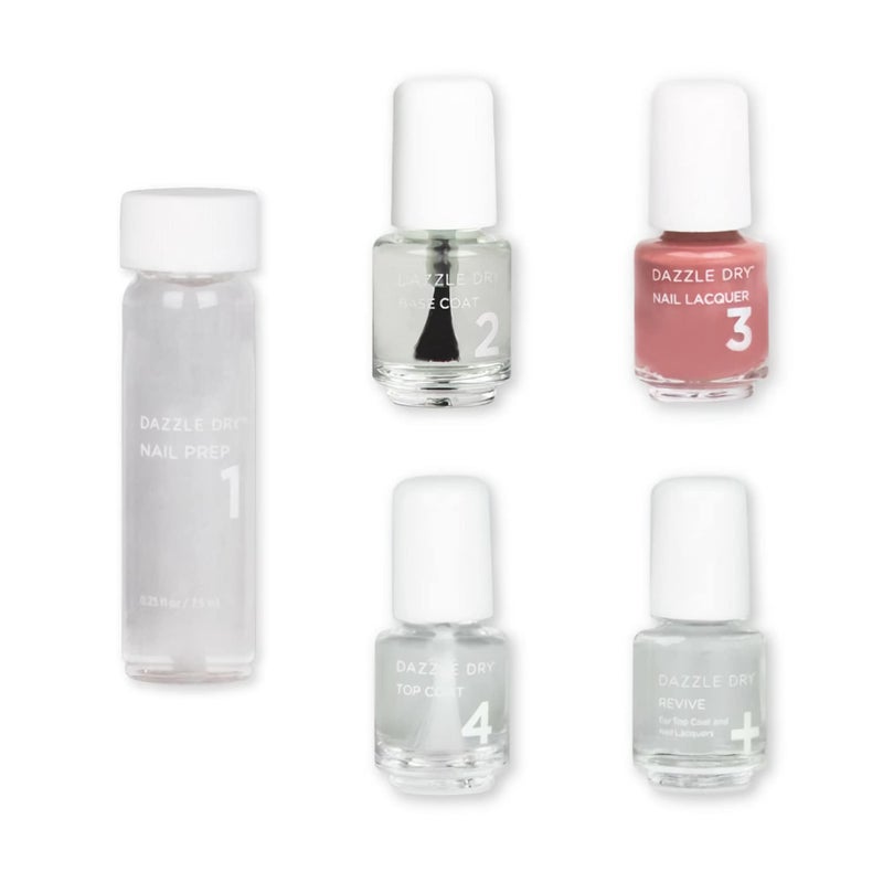 Dazzle Dry Mini Kit 4 Step System - Heart's Caress, a medium dusty rose. Full coverage cream. (5 Piece Kit / 5 Manicures) - Image 1