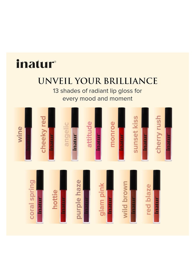 INATUR Lip Gloss 2 ml  100% Natural  Long Lasting Hydrating For Plum and  Shiny Lips  Suitable For All Tones - Image 3