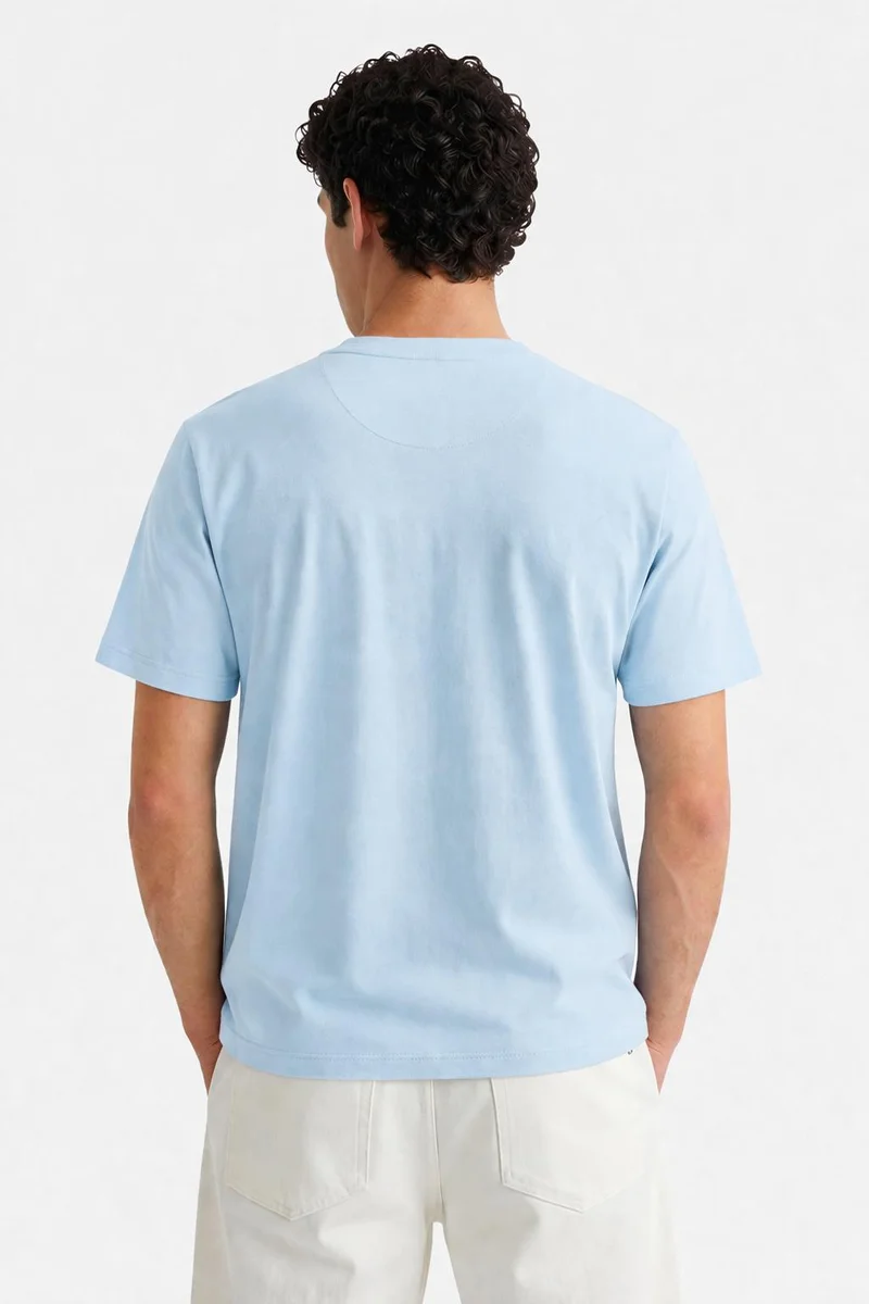 SNITCH  Light Blue Solid Half Sleeve Slim Fit Casual T-Shirt for Men | Best Price UAE