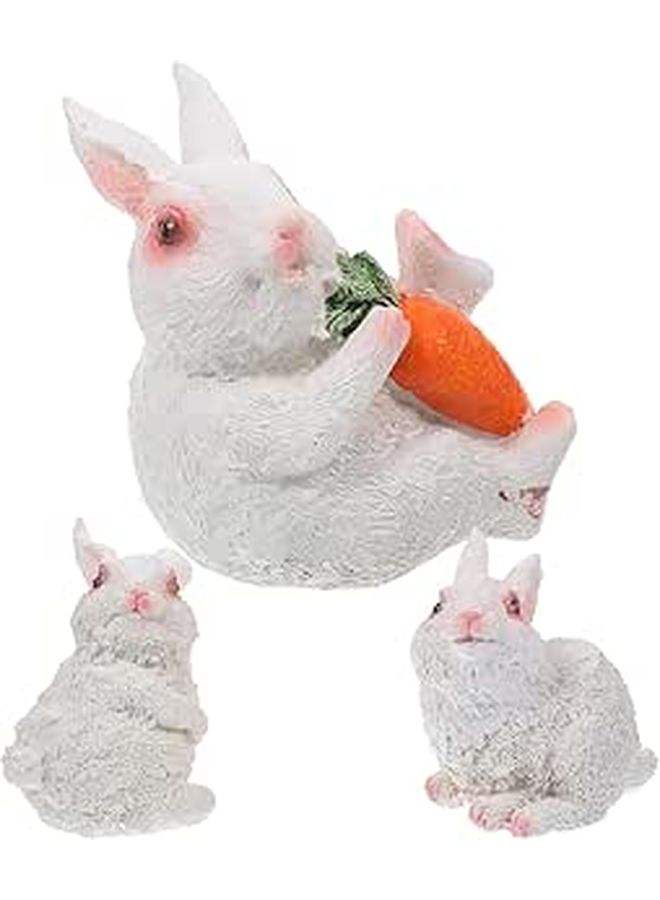 Resin Bunny Figurines Set of 3 for Garden Decor Carrot Design - Image 1